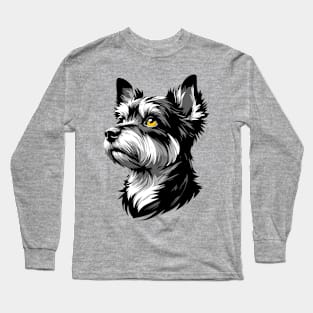 Stunning and Cool Australian Terrier Monochrome and Gold Portrait for Father's Day Long Sleeve T-Shirt